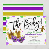 Uitnodiging tot Baby shower Mardi Gras (Voorkant / Achterkant)
