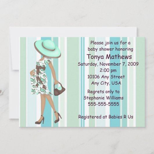 Uitnodiging tot Baby shower met Stripes (AA) (Voorkant)