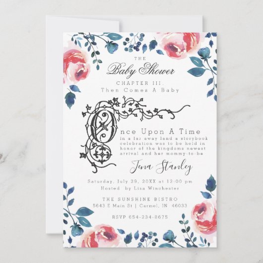 UITNODIGING TOT BABY SHOWER | Modern Floral Storyb (Voorkant)