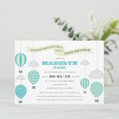 Uitnodiging tot Baby shower omhoog en weg (Staand voorkant)