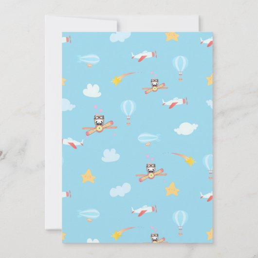 Uitnodiging tot Baby shower Panda Pilot (Achterkant)