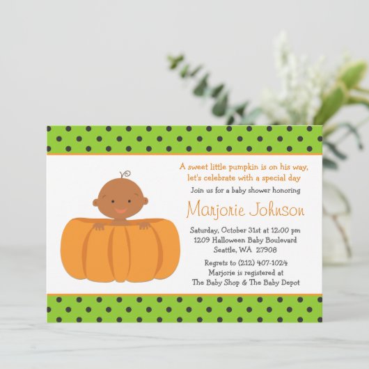 Uitnodiging tot Baby shower van Afrikaanse Amerika (Staand voorkant)