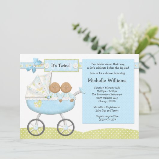 Uitnodiging tot Baby shower van Afrikaanse Amerika (Staand voorkant)