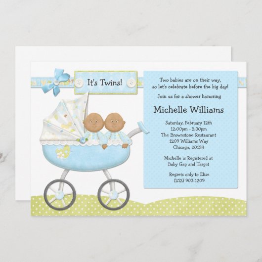 Uitnodiging tot Baby shower van Afrikaanse Amerika (Voorkant / Achterkant)