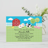 Uitnodiging tot Baby shower van Barn Animals (Staand voorkant)