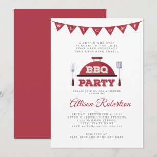 Uitnodiging tot Baby shower van BBQ voor buitengeb