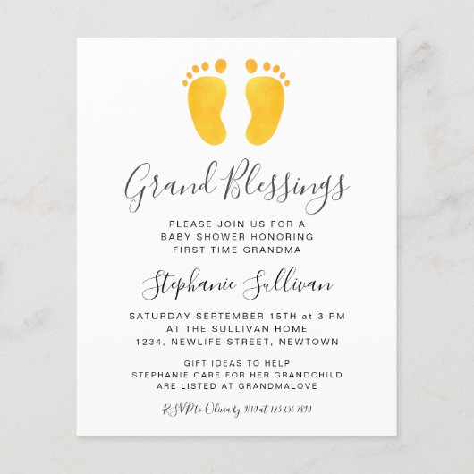 Uitnodiging tot Baby shower van begrotingsuitkerin (Voorkant)