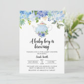 Uitnodiging tot Baby shower van Blue Tea Party (Staand voorkant)