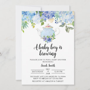 Uitnodiging tot Baby shower van Blue Tea Party