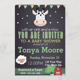 Uitnodiging tot Baby shower van boerderijen