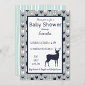 Uitnodiging tot Baby shower van bossen - Mint/mari (Voorkant / Achterkant)