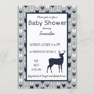 Uitnodiging tot Baby shower van bossen - Mint/mari