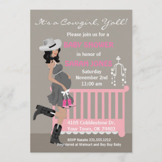 Uitnodiging tot Baby shower van Cowgirl - Afrikaan
