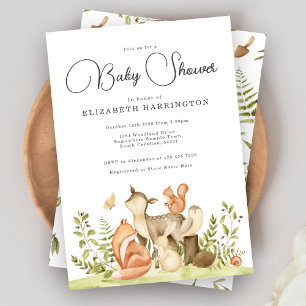 Uitnodiging tot Baby shower van Cute Woodland Anim