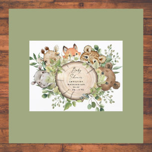 Uitnodiging tot Baby shower van Cute Woodland Anim Briefkaart