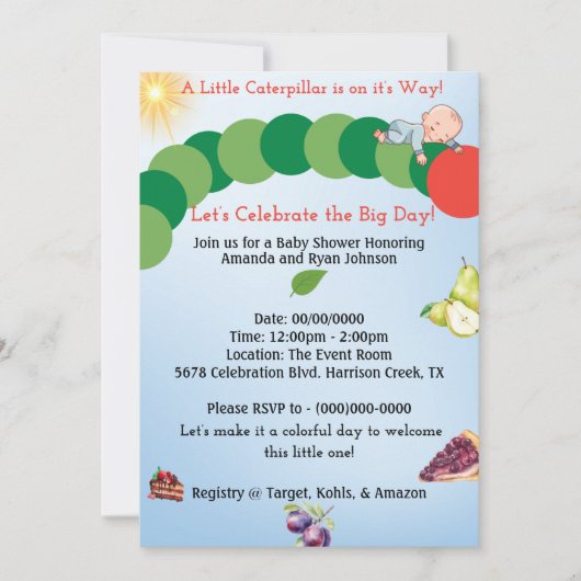 Uitnodiging tot Baby shower van de derde pijler (Voorkant)