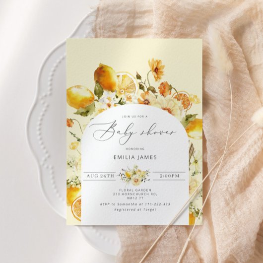 Uitnodiging tot baby shower van de Lemon. Elegant