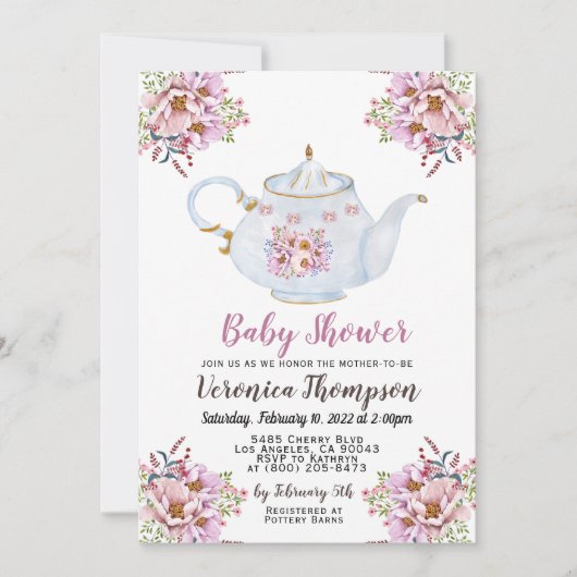 Uitnodiging tot Baby shower van de Tea-partij (Voorkant)