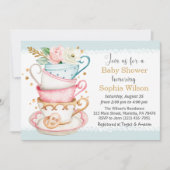 Uitnodiging tot Baby shower van de Tea Party (Voorkant)