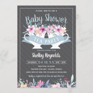 Uitnodiging tot Baby shower van de Tea Party