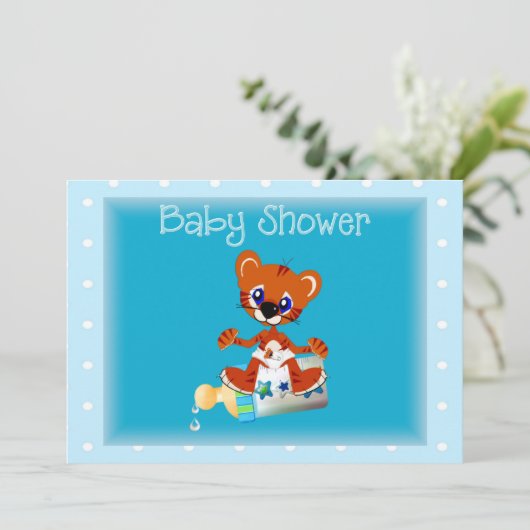 Uitnodiging tot Baby shower van de tijger (Staand voorkant)