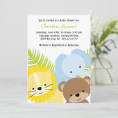 Uitnodiging tot Baby shower van dieren (Staand voorkant)