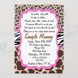 Uitnodiging tot Baby shower van dierlijke afdruk