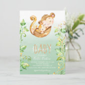 Uitnodiging tot Baby shower van eenmalig Oerwoud (Staand voorkant)