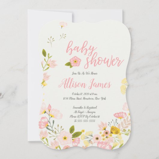  uitnodiging tot Baby shower van Floral (Voorkant)