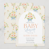  uitnodiging tot Baby shower van Floral (Voorkant / Achterkant)