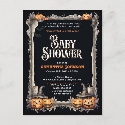 Uitnodiging tot Baby shower van Halloween (Voorkant)