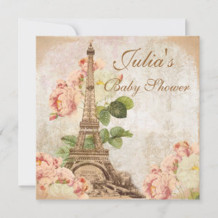 Uitnodiging tot Baby shower van het Vintage Roses 