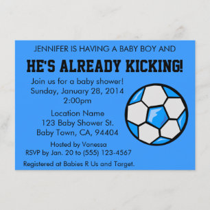 Uitnodiging tot Baby shower van het voetbal,