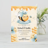 Uitnodiging tot Baby shower van Honey Bee (Staand voorkant)