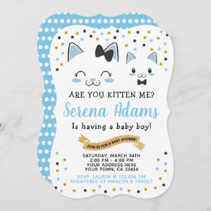 Uitnodiging tot Baby shower van Kitty Cat Boys