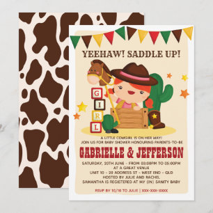 Uitnodiging tot Baby shower van Little Cowgirl