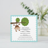 Uitnodiging tot Baby shower van Little Monkey Boy (Staand voorkant)