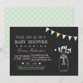 Uitnodiging tot Baby shower van modern Chalkboard (Voorkant / Achterkant)
