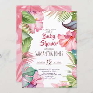 Uitnodiging tot Baby shower van Tropical Flowers