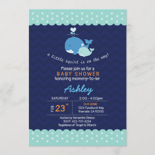 uitnodiging tot baby shower van walvis