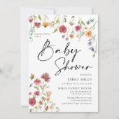 Uitnodiging tot Baby shower van wilde bloemen (Voorkant)