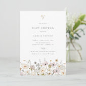 Uitnodiging tot Baby shower van wilde bloemen (Staand voorkant)