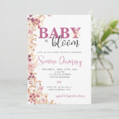 Uitnodiging tot Baby shower van wilde bloemen (Staand voorkant)