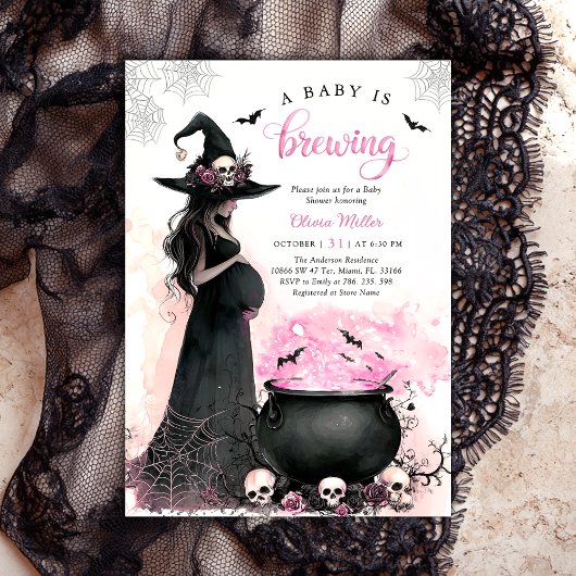 Uitnodiging tot Baby shower van Witch Halloween