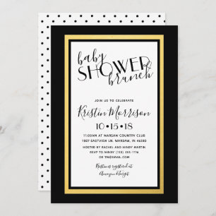 Uitnodiging tot Baby shower voor Black & Gold Art 