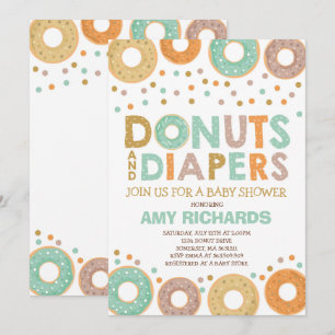 Uitnodiging tot Baby shower voor donuts en luiers
