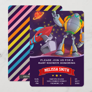 Uitnodiging tot Baby shower voor ruimtevaart