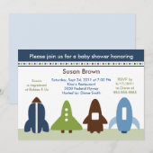 Uitnodiging tot Baby shower voor Space Rockets (Voorkant / Achterkant)