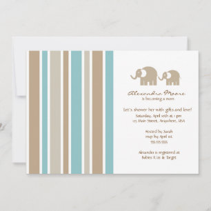 Uitnodiging tot Baby shower voor Stripes & Elephan