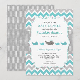 Uitnodiging tot baby shower voor walvissen, neutra
